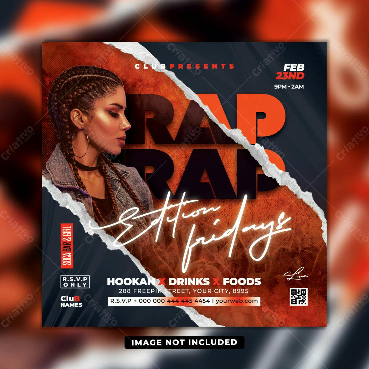Flyer para Festa Rap PSD Editável