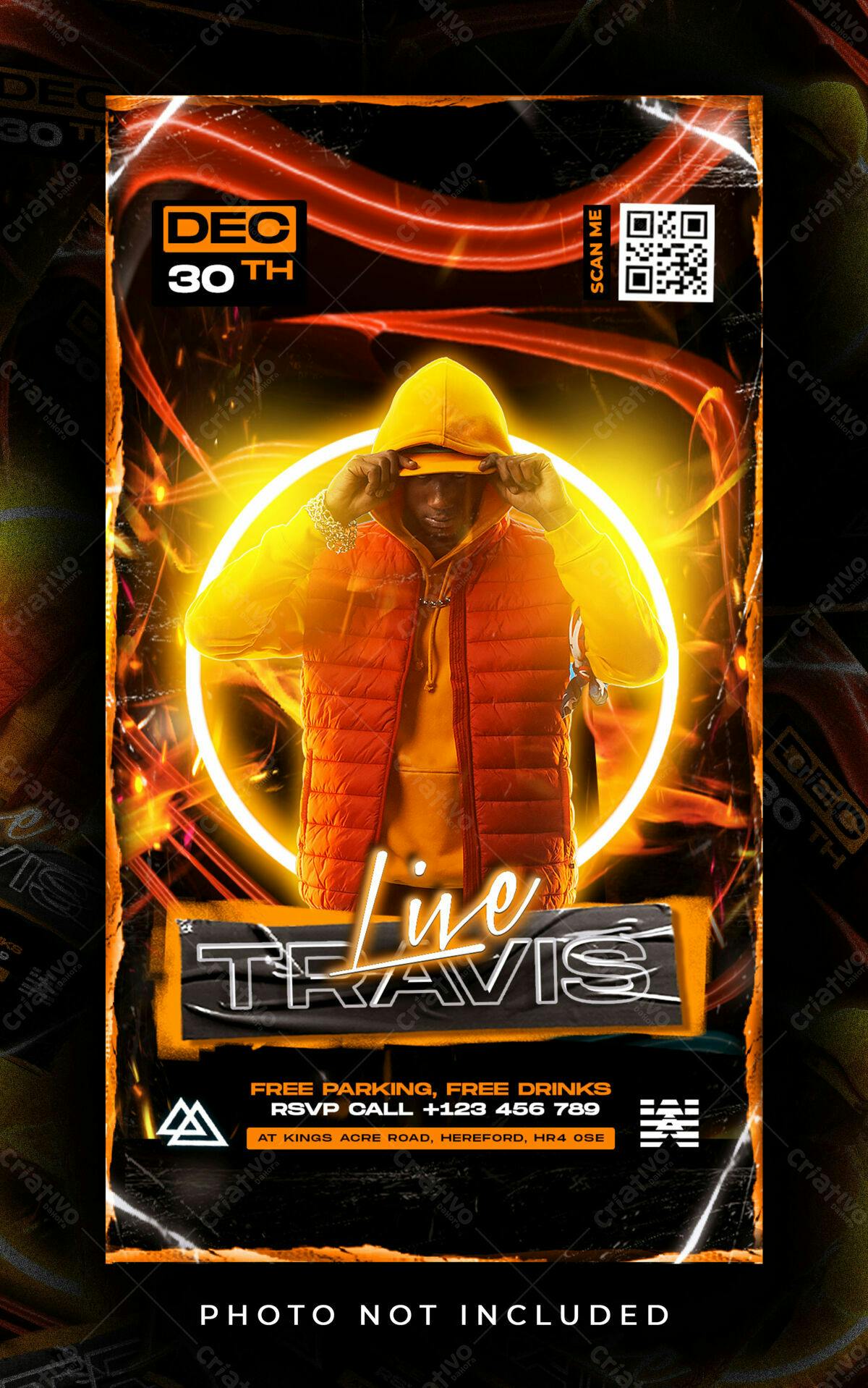 Flyer para Show do Travis PSD Editável