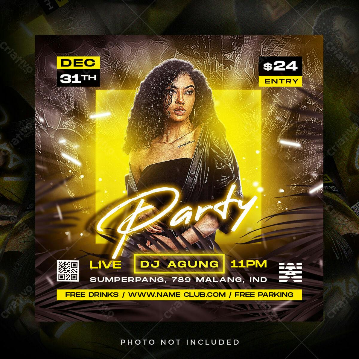 Flyer para Festa de Réveillon PSD Editável