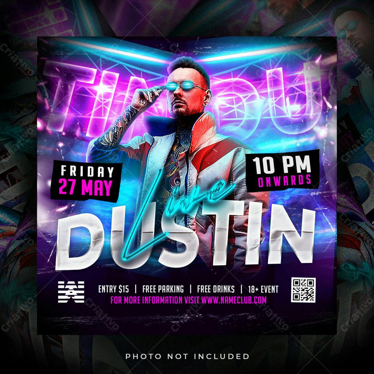 Flyer Festa com DJ Dustin PSD Editável