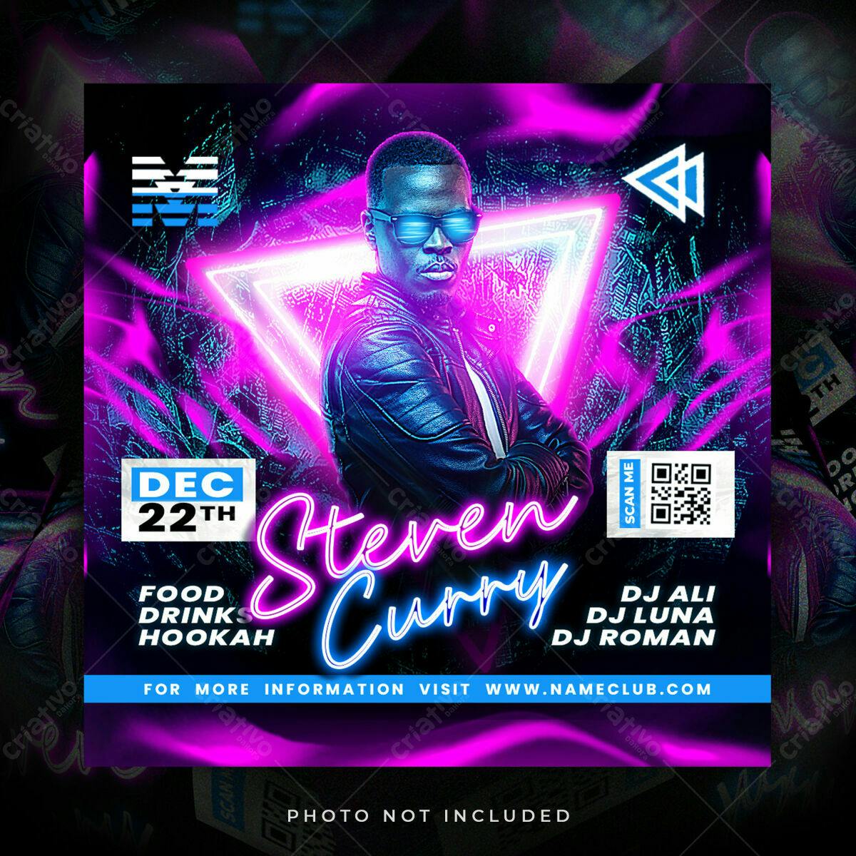 Flyer para Festa com DJ Steven Curry PSD Editável