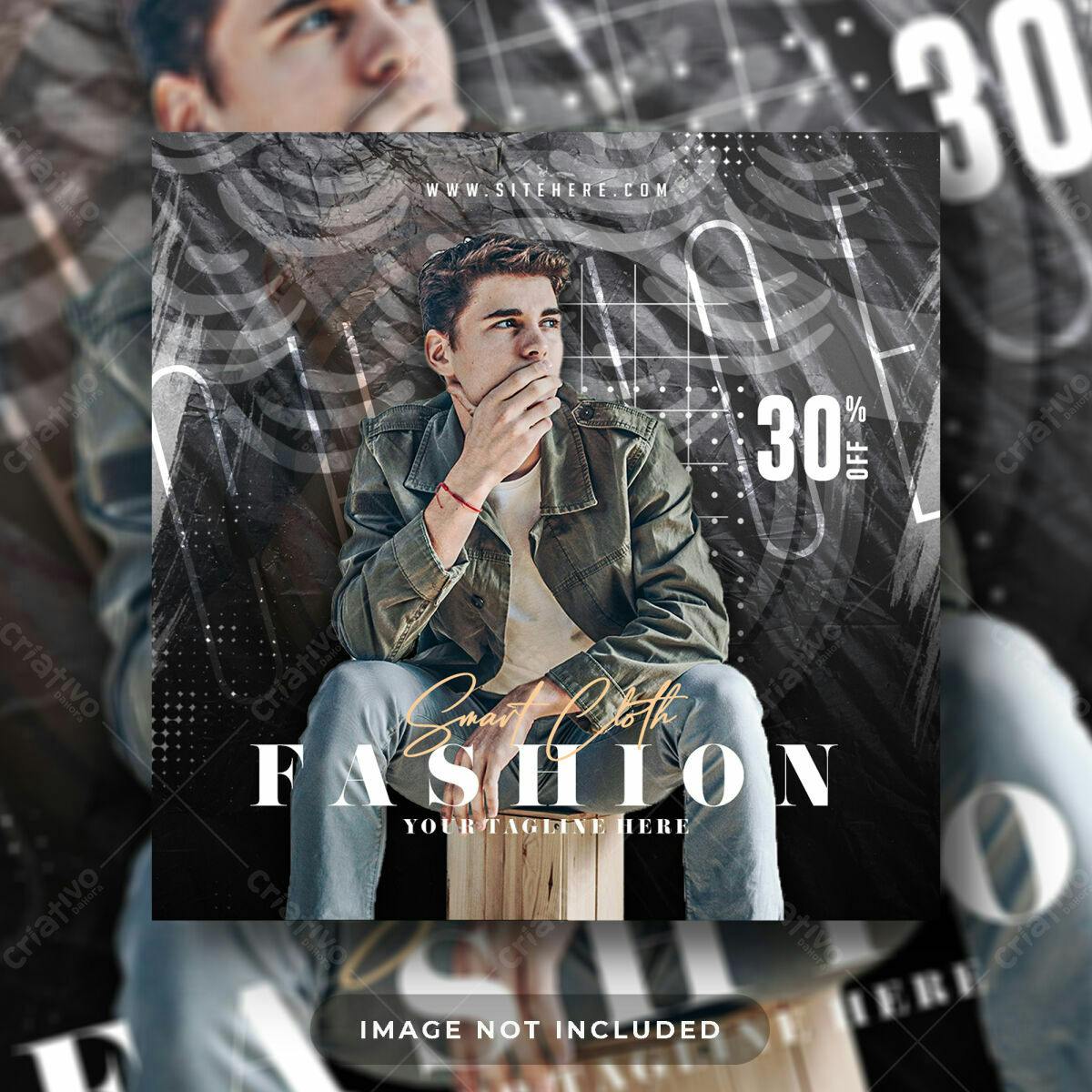 Flyer Moda Masculina com 30% de Desconto PSD Editável