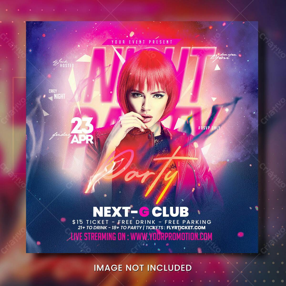 Flyer para Festa Noturna PSD Editável