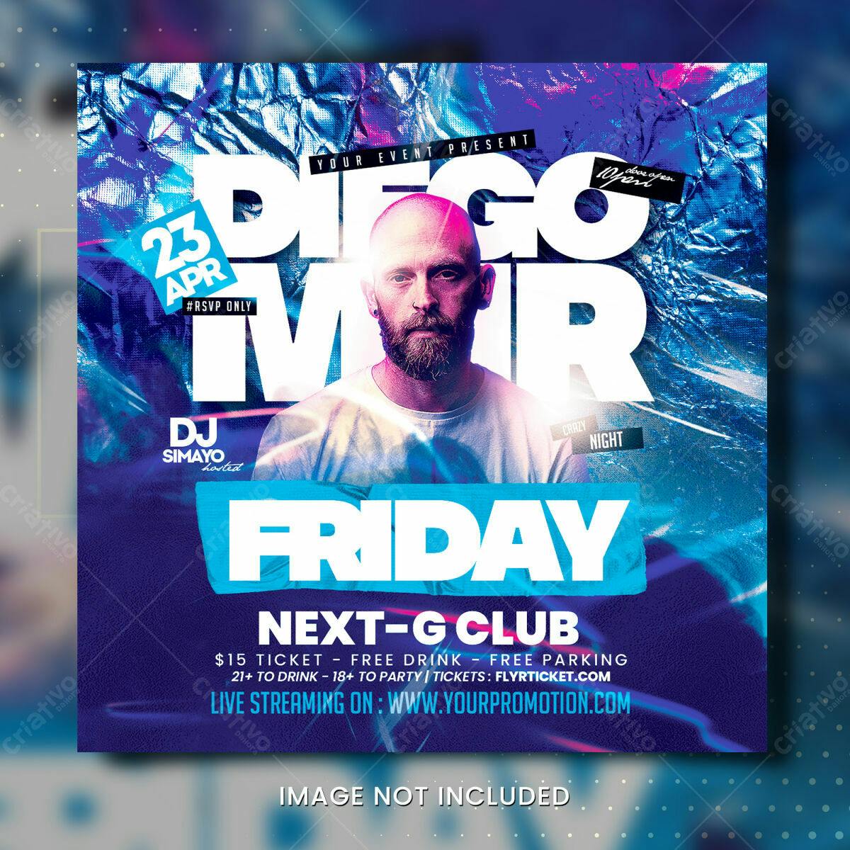 Flyer para Festa com DJ Diego Mir PSD Editável