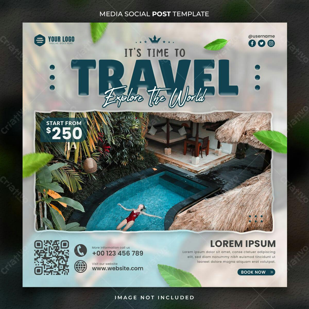 Postagem Mídia Social para Viagens PSD Editável