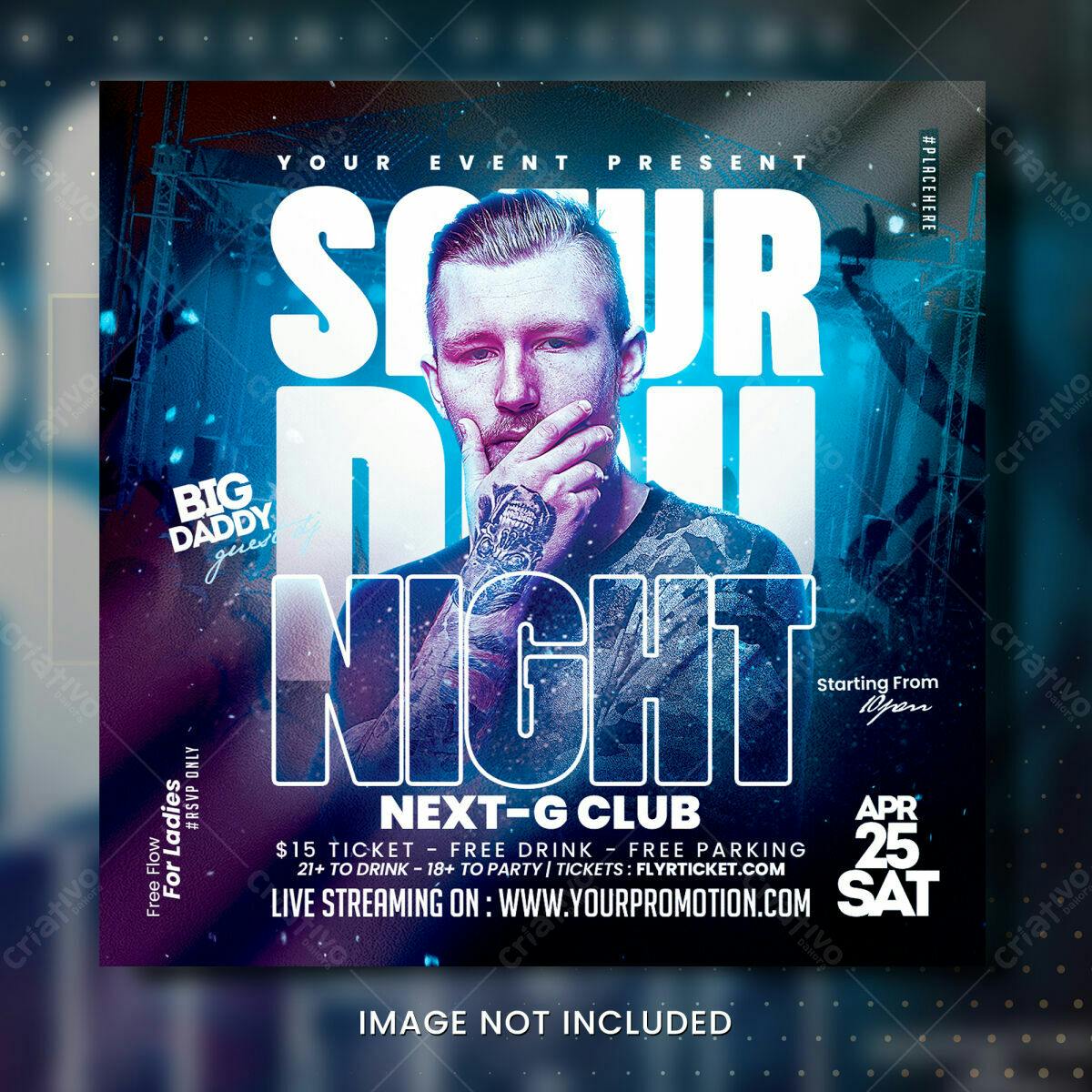 Flyer para Festa Noturna com DJ PSD Editável