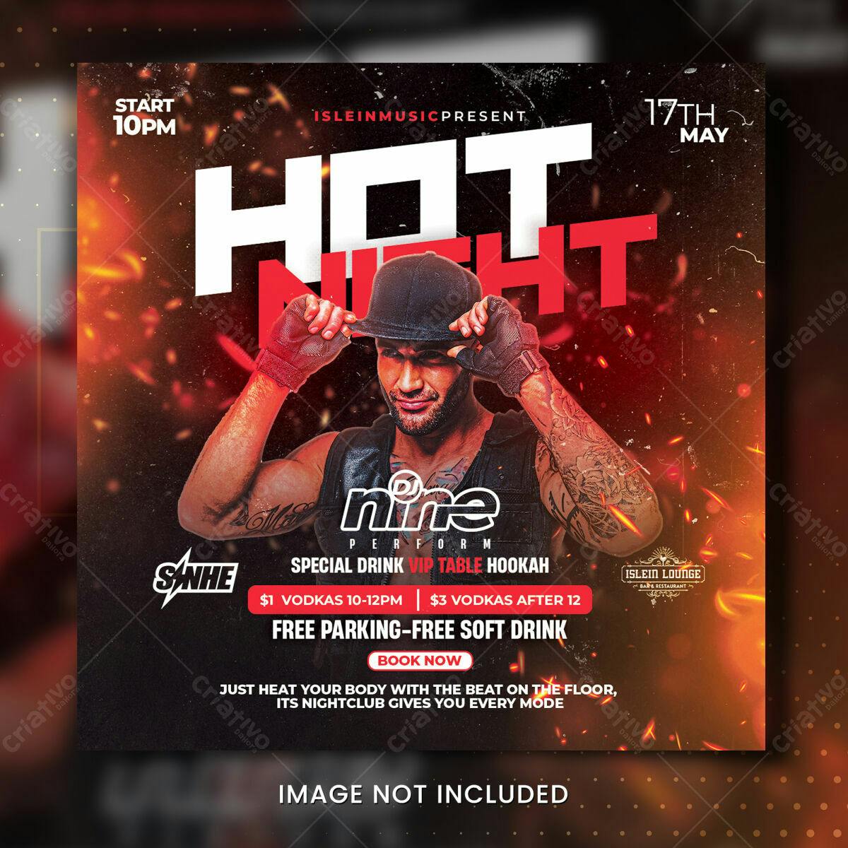 Flyer para Festa Hot Night PSD Editável