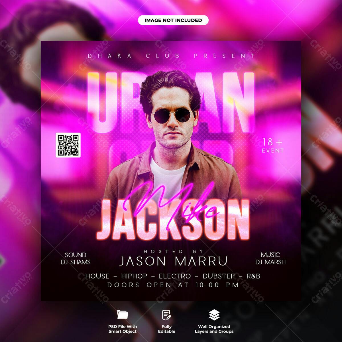 Flyer Festa Urbana com DJ Mike Jackson PSD Editável