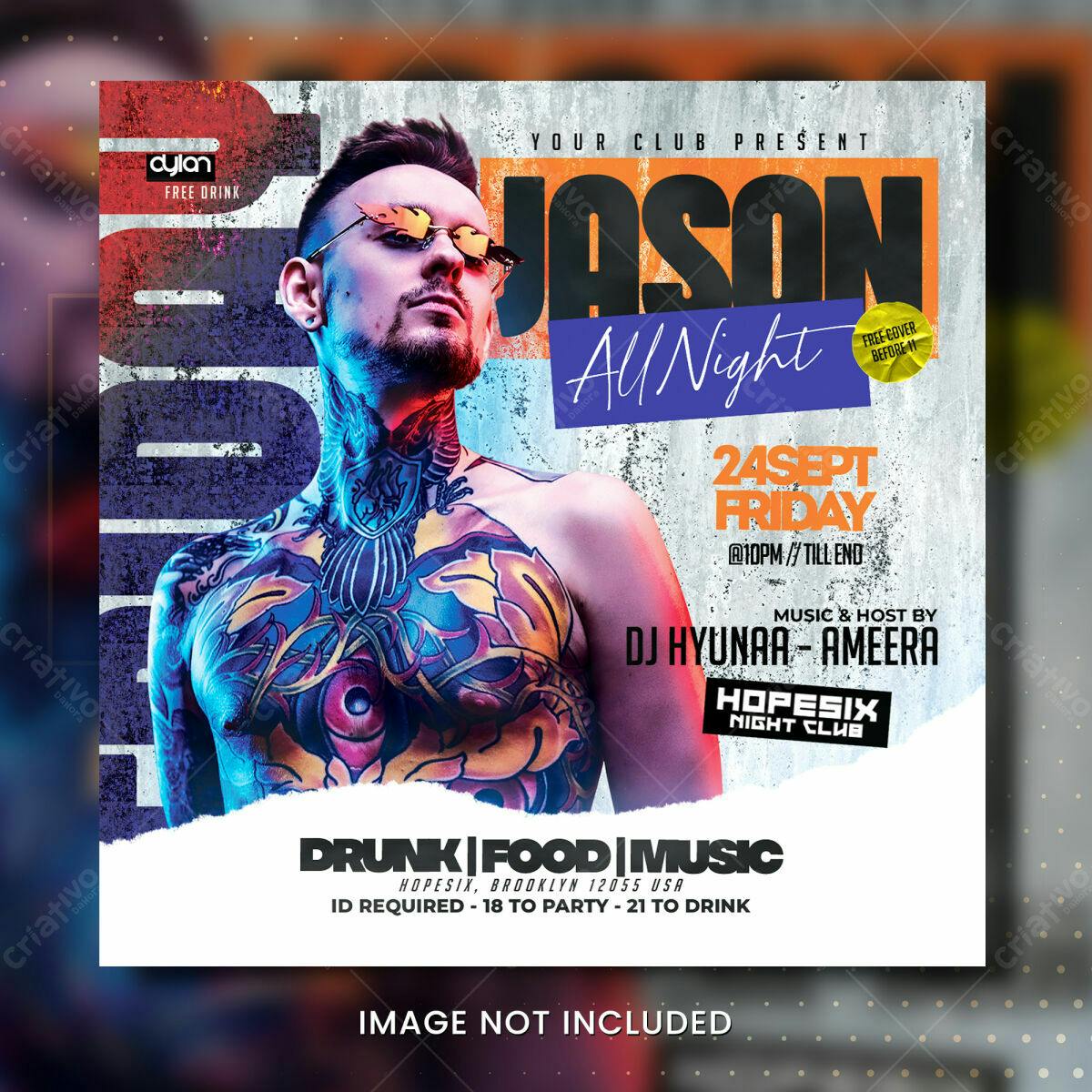 Flyer para Festa na Boate PSD Editável