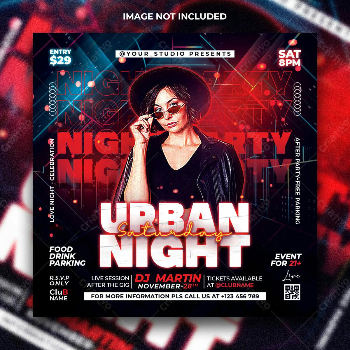 Flyer para Festa Urbana Noturna PSD Editável
