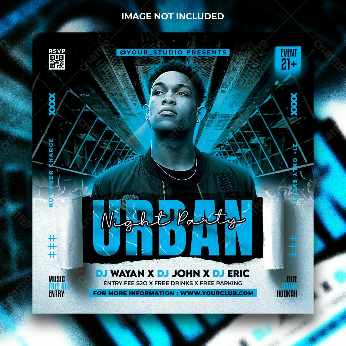 Flyer para Festa Urbana Noturna PSD Editável