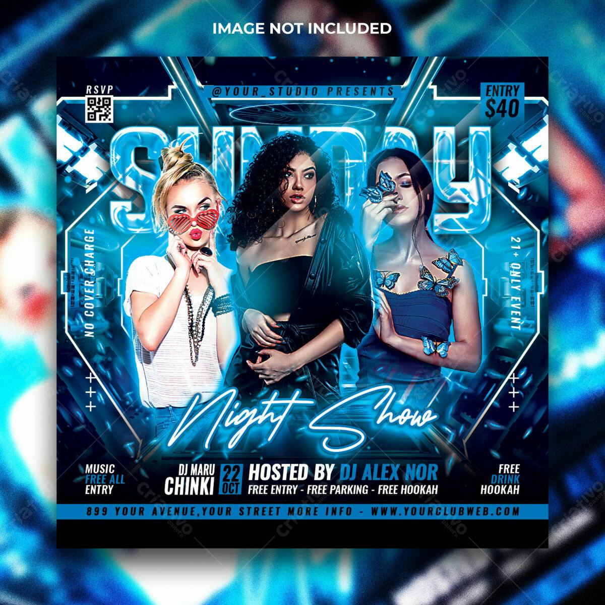 Flyer para Festa Noturna com DJ PSD Editável