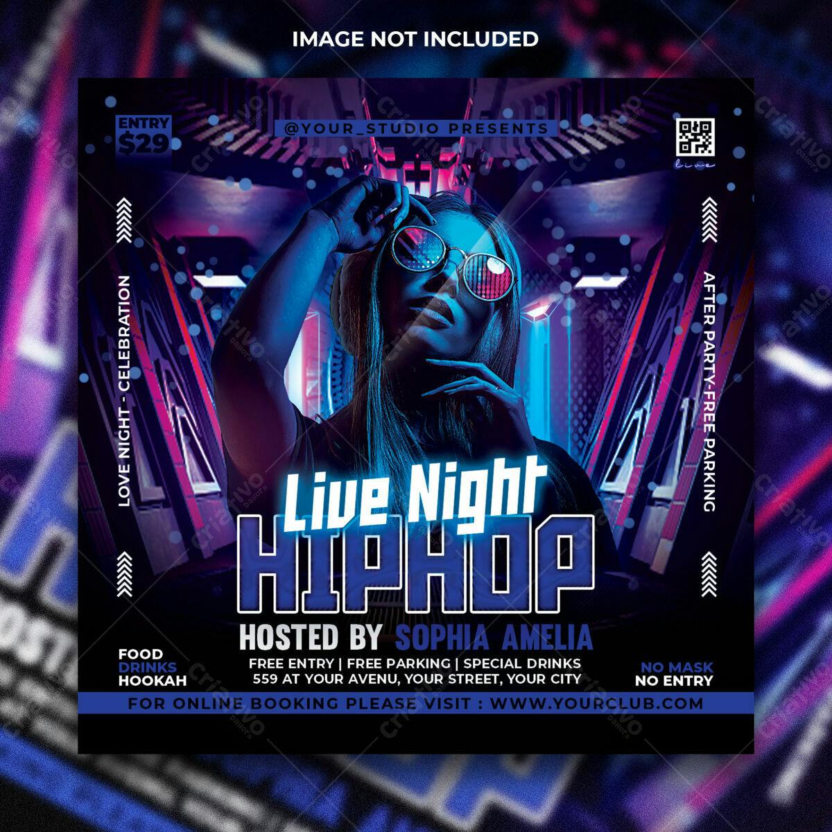 Flyer Festa Hip Hop Noturno PSD Editável