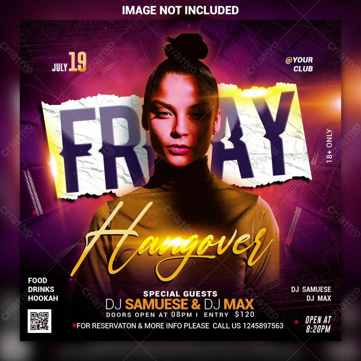 Flyer para Festa FRAY Hangover PSD Editável