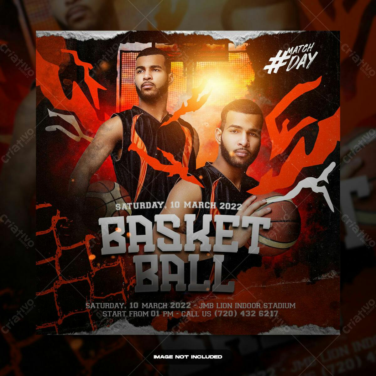 Flyer para Jogo de Basquete PSD Editável