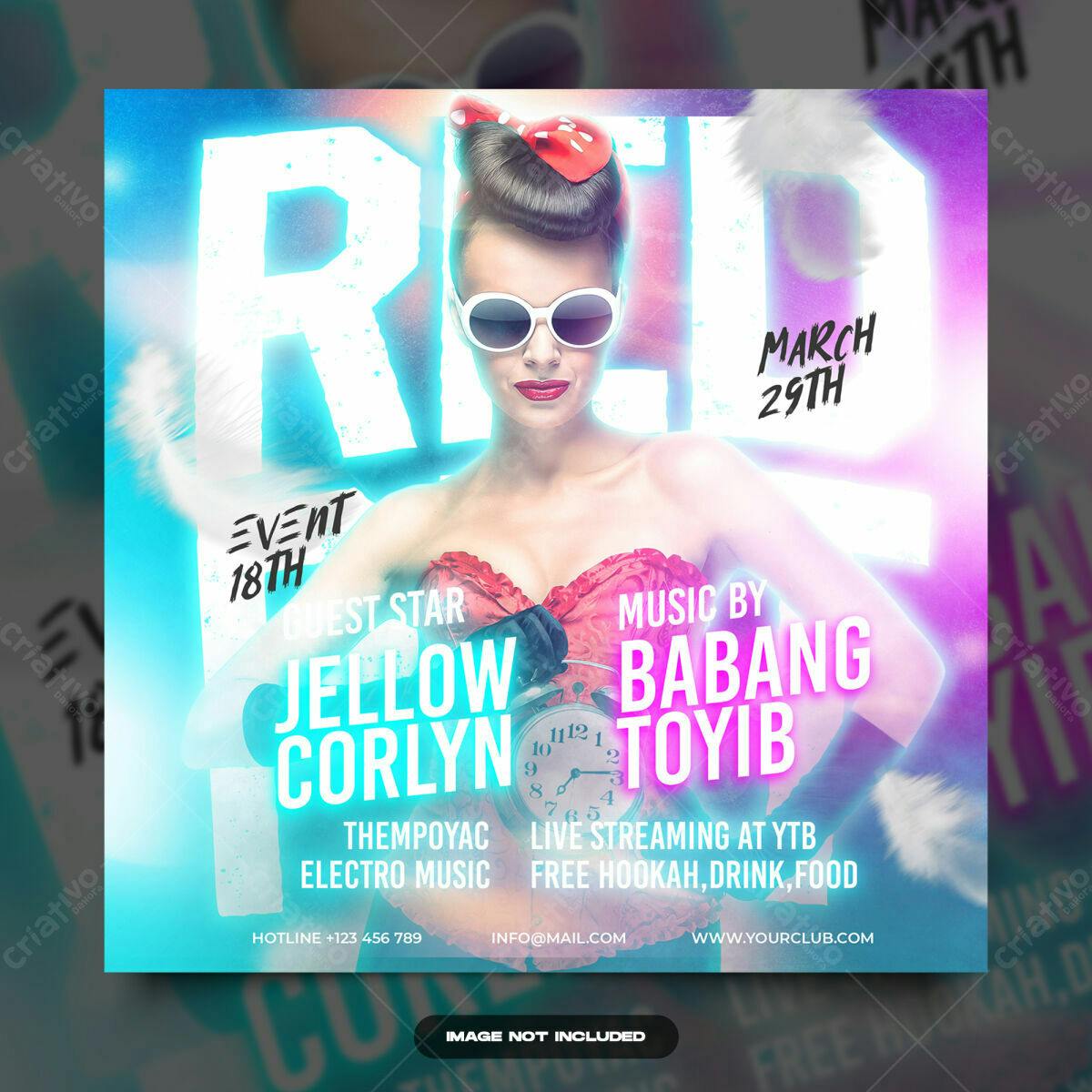 Flyer para Festa Neon PSD Editável