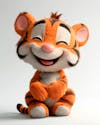 Image, of, a, 3d, tiger, with, a, cheerful, expression