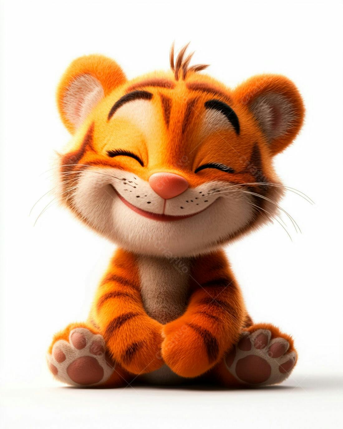 Tigre Bebê Feliz Sentado Sorrindo