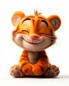 Imagem de um tigre 3d com semblante feliz