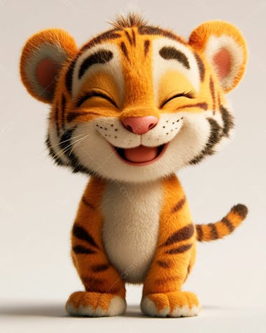 Imagem de um tigre 3d com semblante feliz