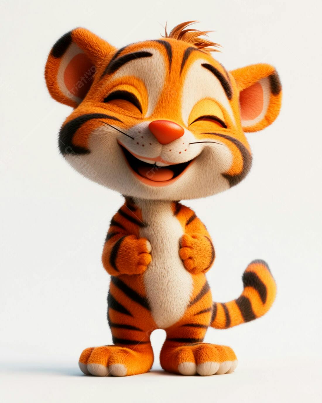 Tigre feliz desenho animado laranja e preto
