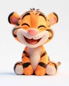 Image, of, a, 3d, tiger, with, happy, expression.