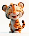 Imagem de um tigre 3d com semblante feliz