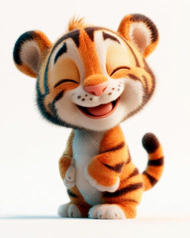 Imagem de um tigre 3d com semblante feliz