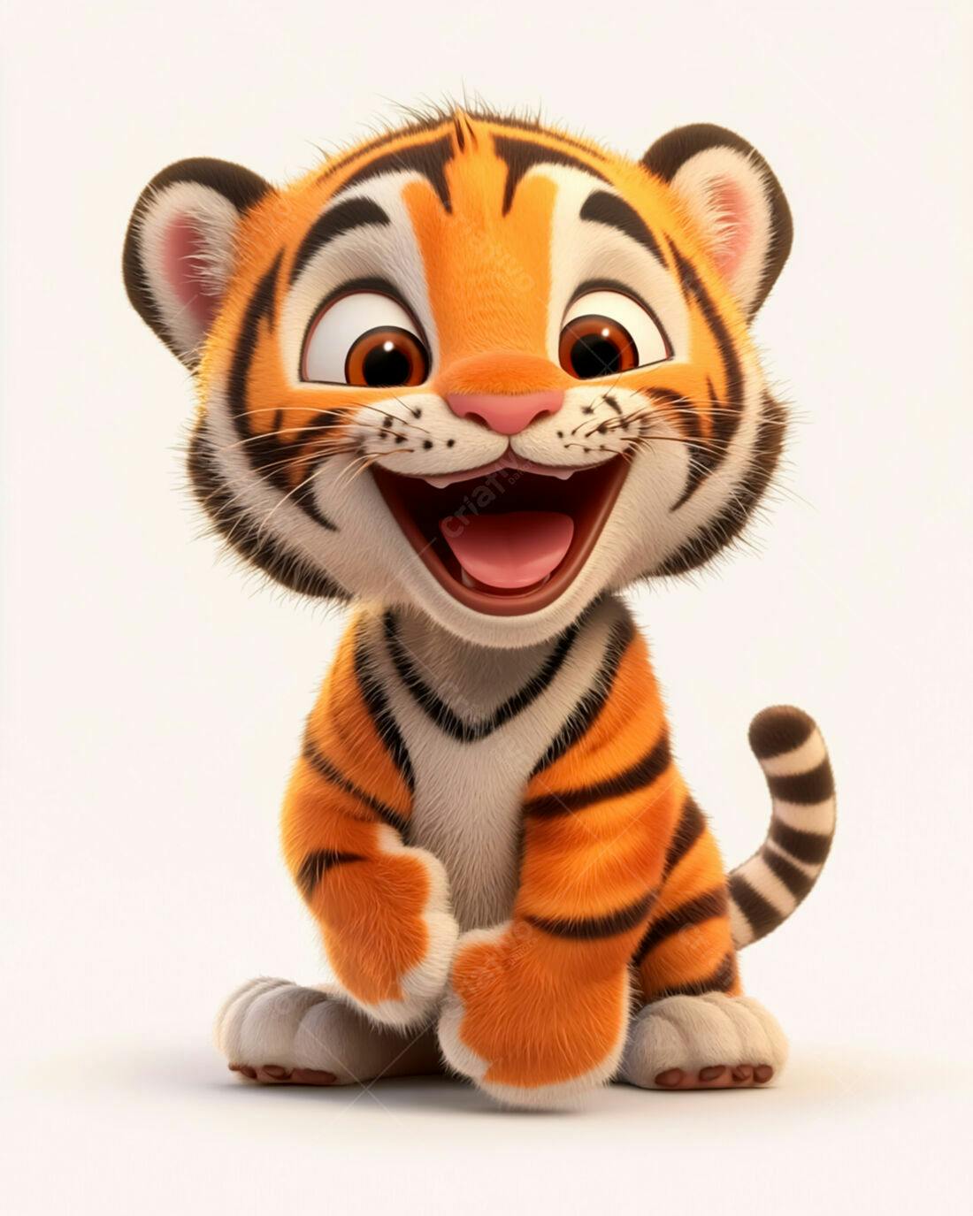 Tigre Bebê Feliz fundo branco