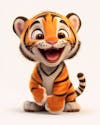 Imagem de um tigre 3d com semblante feliz