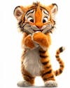 Image of a happy 3d tiger