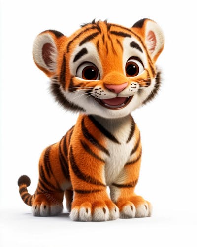 Imagem De Um Tigre 3D Com Semblante Feliz