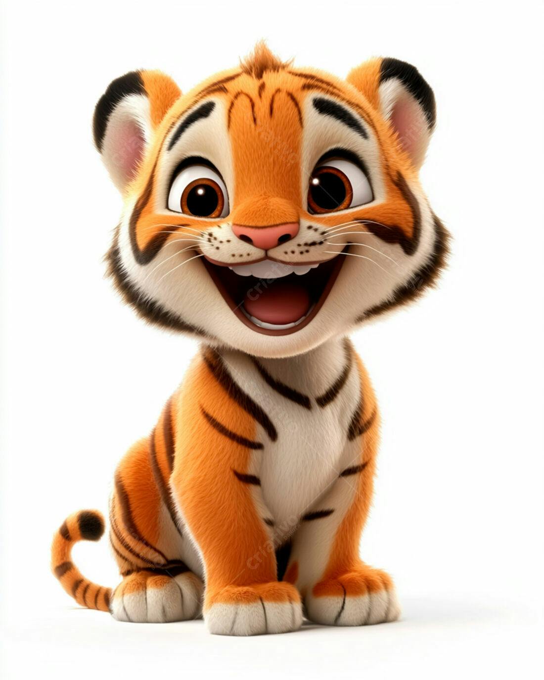 Tigre Bebê Feliz Ilustração 3D