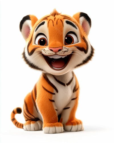 Imagem De Um Tigre 3D Com Semblante Feliz