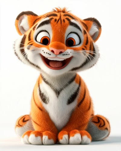 Imagem De Um Tigre 3D Com Semblante Feliz