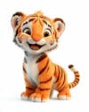 Image, of, a, 3d, tiger, with, a, happy, expression.