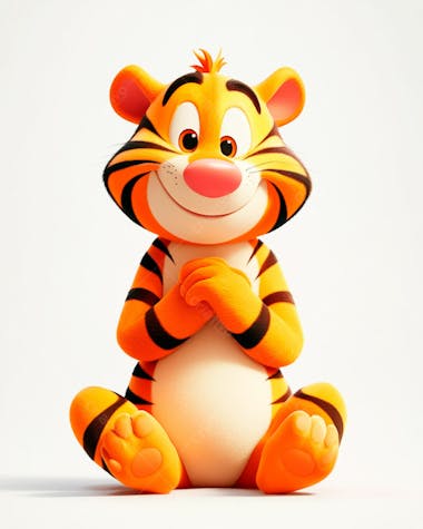 Imagem de um tigre 3d com semblante feliz