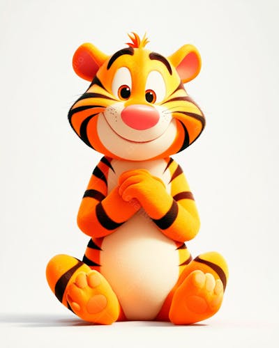 Imagem De Um Tigre 3D Com Semblante Feliz