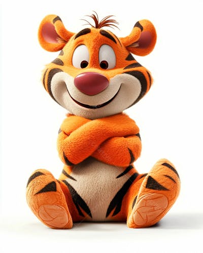 Imagem De Um Tigre 3D Com Semblante Feliz
