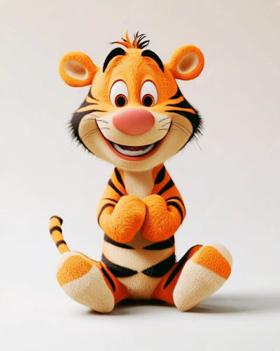 Imagem De Um Tigre 3D Com Semblante Feliz