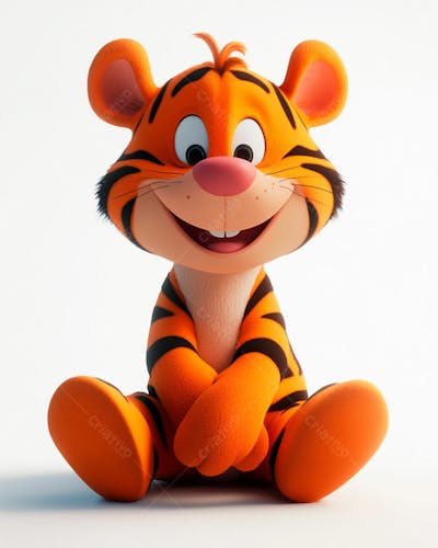 Imagem De Um Tigre 3D Com Semblante Feliz