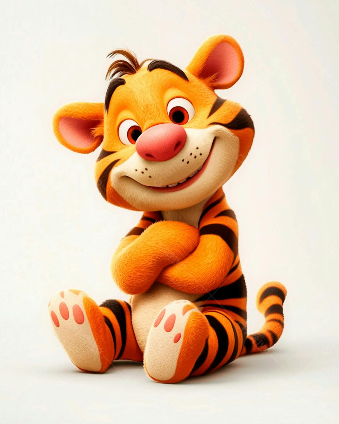 Tigre animado fofo braços cruzados