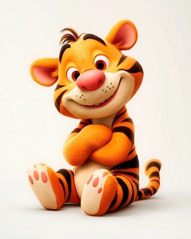 Imagem de um tigre 3d com semblante feliz