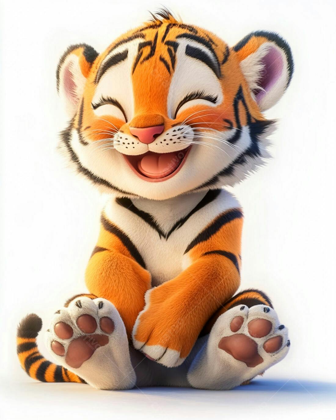 Tigre Bebê Feliz Sentado