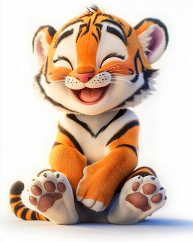 Imagem de um tigre 3d com semblante feliz