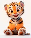 3d tiger image with a happy expression