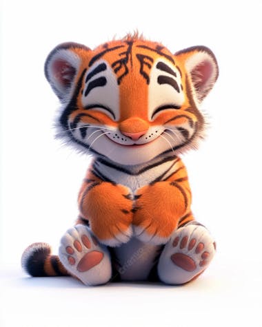 Imagem de um tigre 3d com semblante feliz