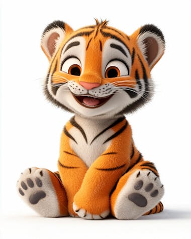 Imagem de um tigre 3d com semblante feliz