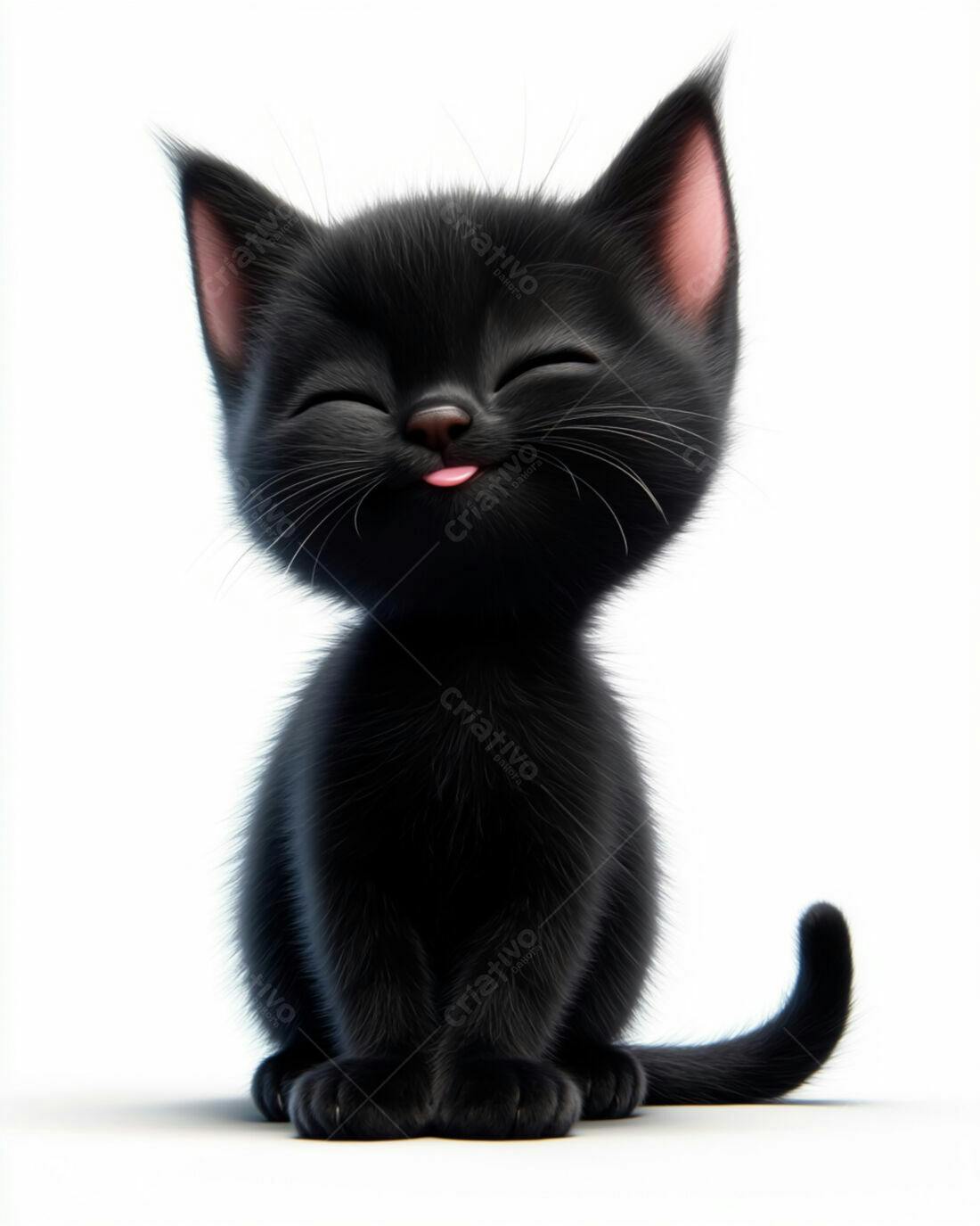 Gatinho preto fofinho sorrindo