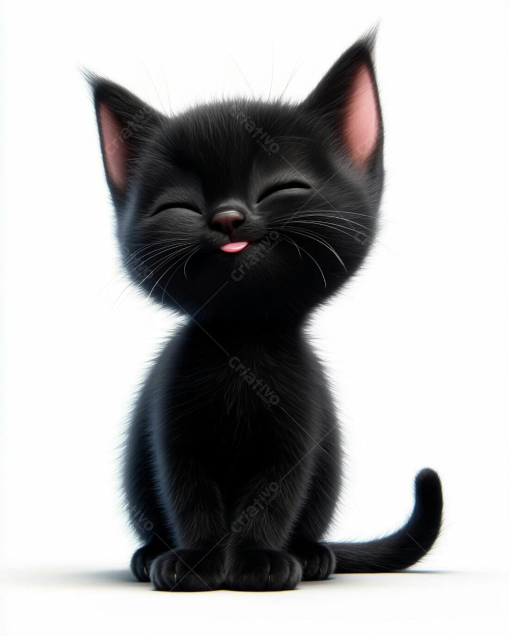 Imagem De Um Gatinho Preto 3D